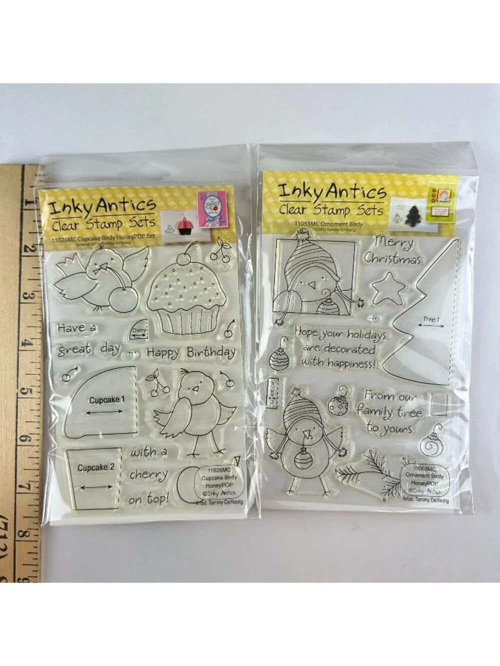 Inky Antics Clear Stamp Sets - Cupcake & Ornament Birdy